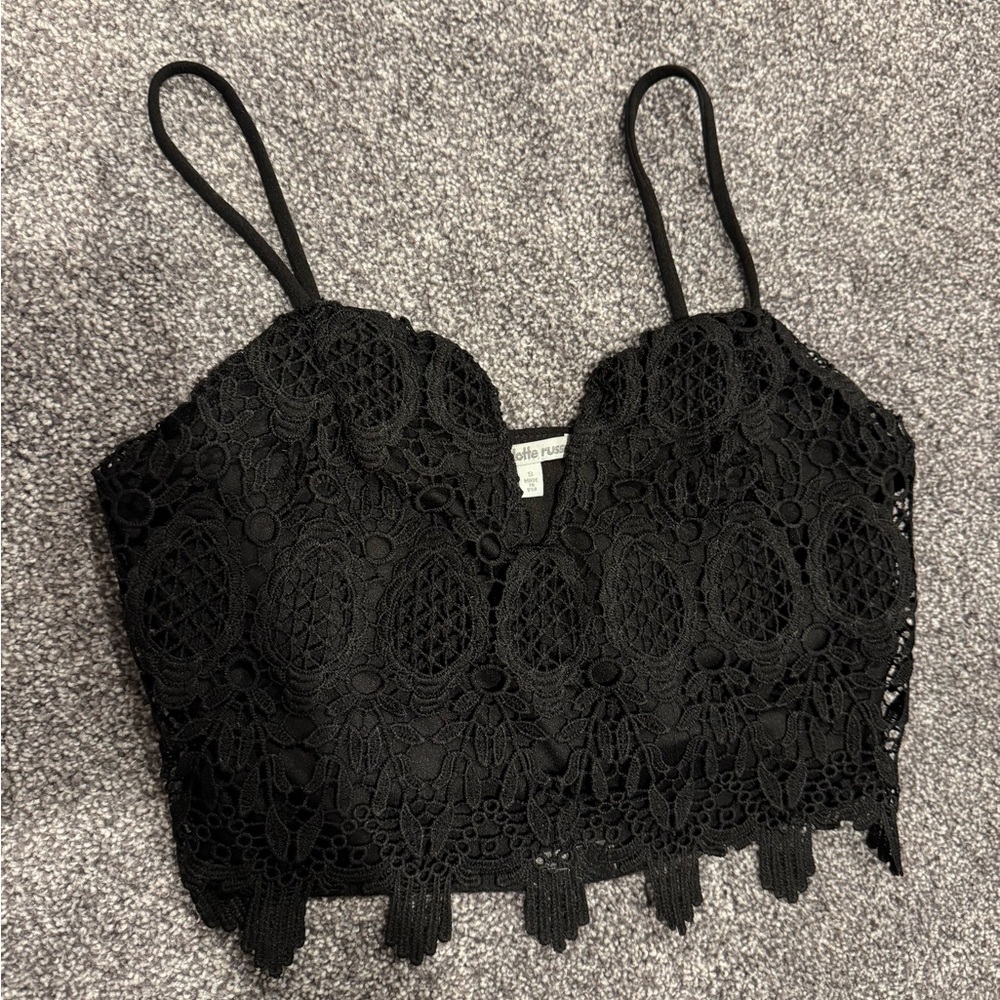 Charlotte Russe Black Embellished Bustier Camisole